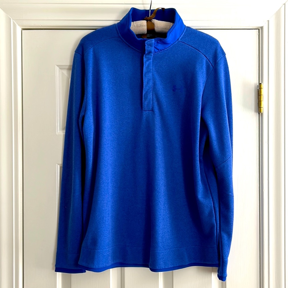 Blue Snap Closure Quarter Zip Sweater